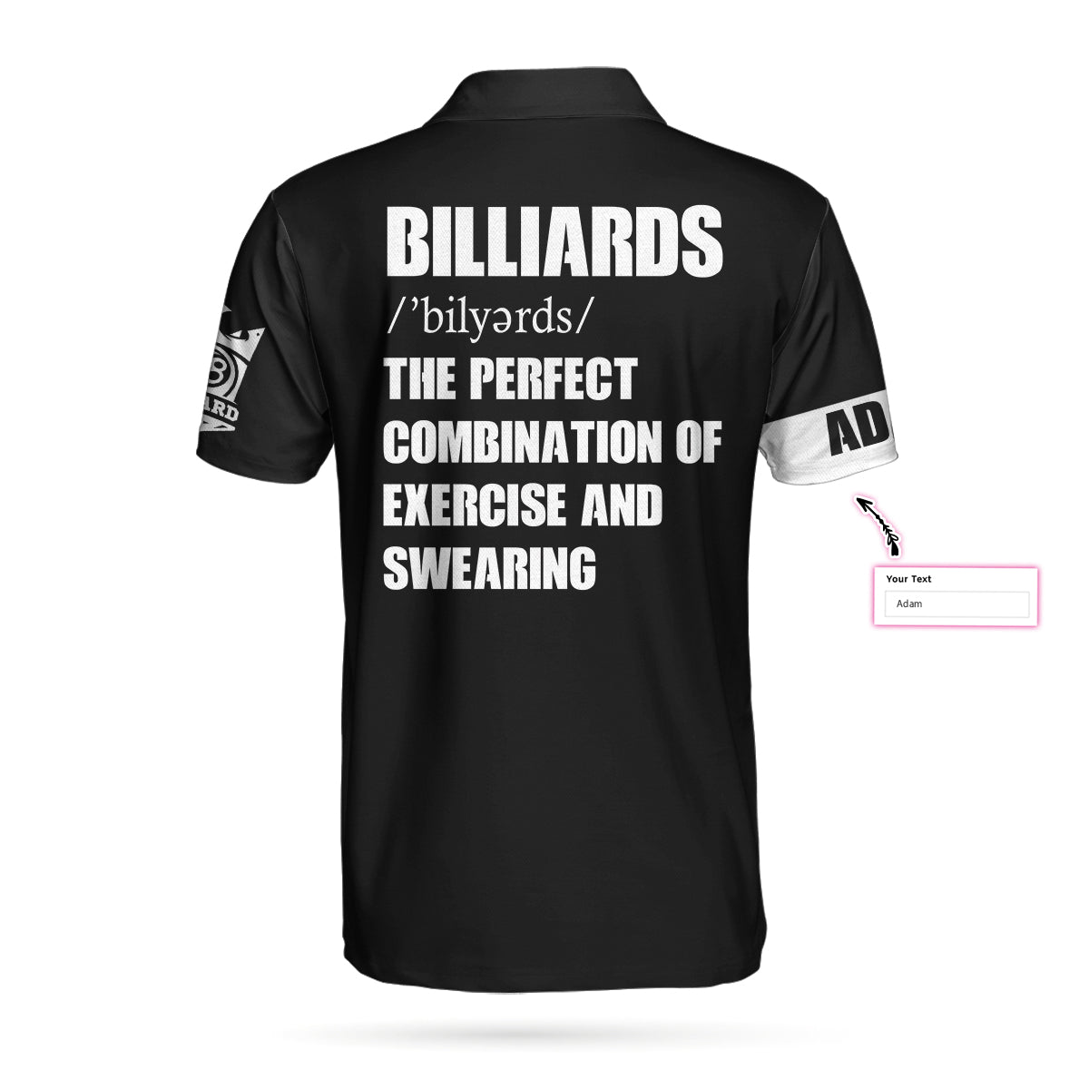 Men Polo Shirt - Billiards Excercise And Swearing Custom Polo Shirt - Gift For Billiards Player - Black And White American Flag Billiards Shirt