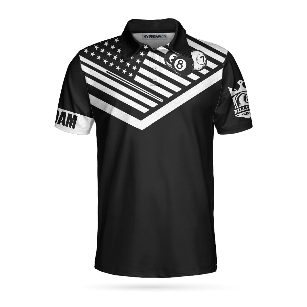 Men Polo Shirt - Billiards Excercise And Swearing Custom Polo Shirt - Gift For Billiards Player - Black And White American Flag Billiards Shirt