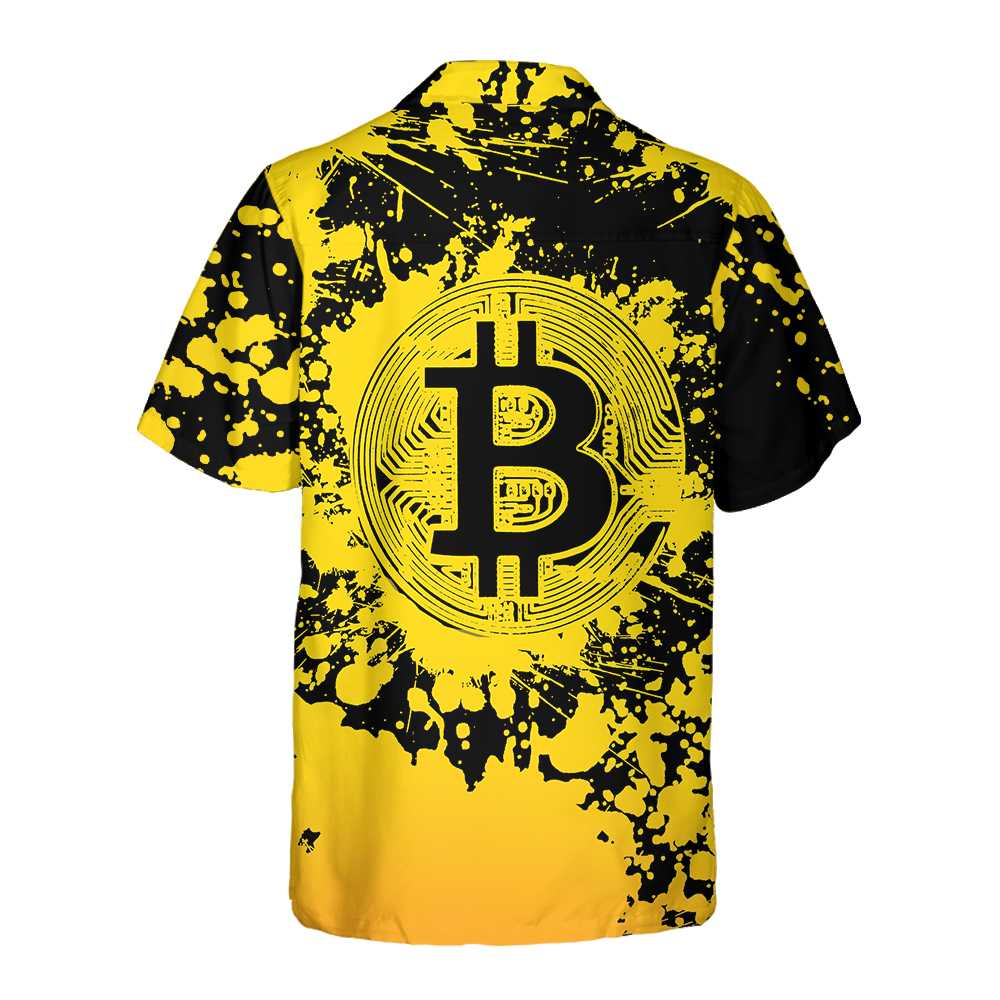 Bitcoin Hawaiian Shirt, Yellow And Black Bitcoin Aloha Shirt For Men - Perfect Gift For Bitcoin Lovers, Family, Friends, Husband, Boyfriend