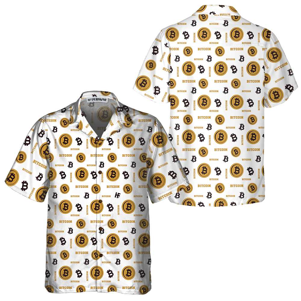 Bitcoin Pattern Hawaiian Shirt, Funny Bitcoin Aloha Shirt For Men & Women - Perfect Gift Husband, Wife, Boyfriend, Girlfriend, Family, Friends