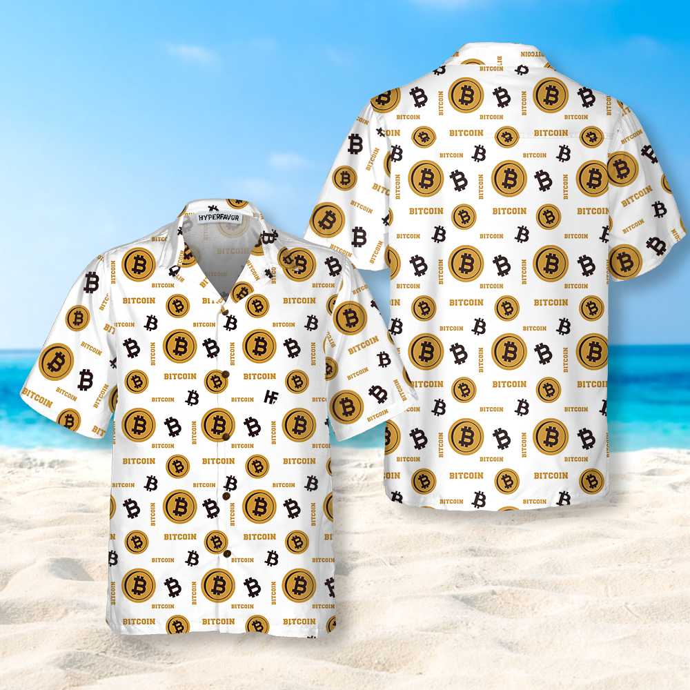 Bitcoin Pattern Hawaiian Shirt, Funny Bitcoin Aloha Shirt For Men & Women - Perfect Gift Husband, Wife, Boyfriend, Girlfriend, Family, Friends
