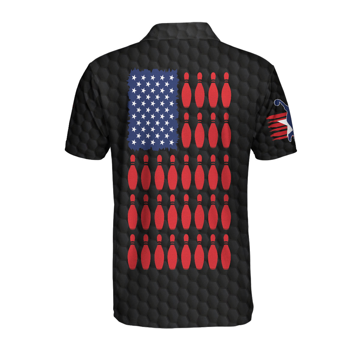 Men Polo Shirt - Black American Flag Bowling Custom Polo Shirt, Personalized American Flag Bowling Shirt For Bowling Fans
