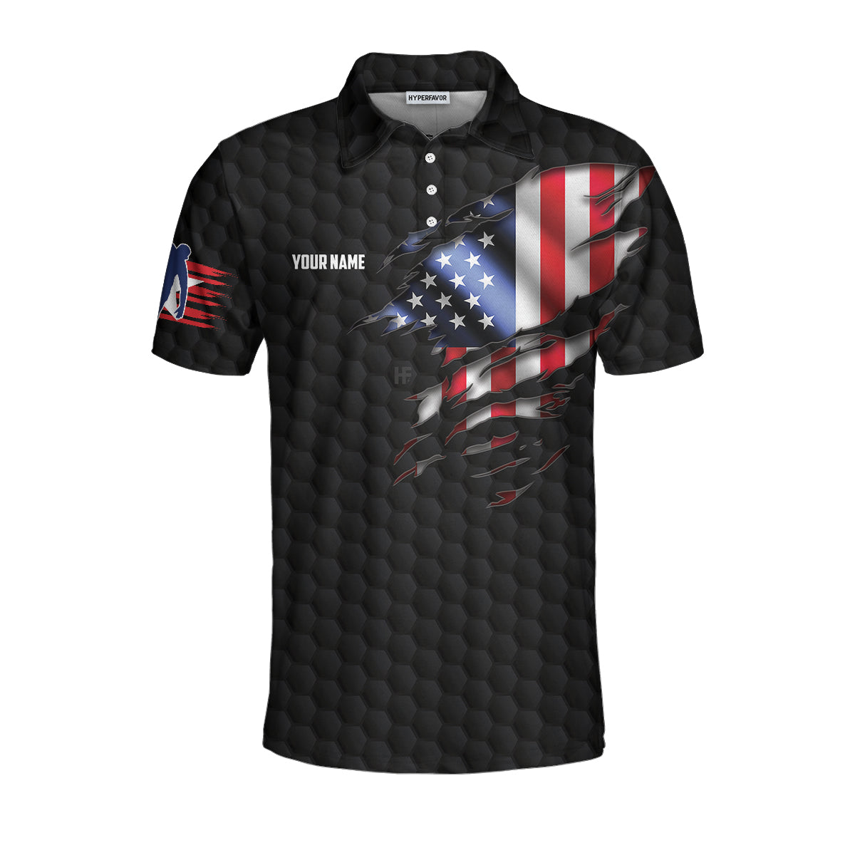 Men Polo Shirt - Black American Flag Bowling Custom Polo Shirt, Personalized American Flag Bowling Shirt For Bowling Fans