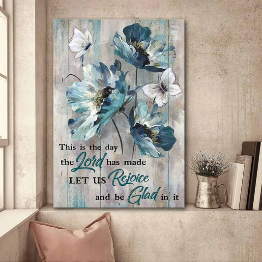 Jesus Portrait Canvas - Blue flower, Butterfly Portrait Canvas - Gift For Christian - This is the day the Lord has made Portrait Canvas