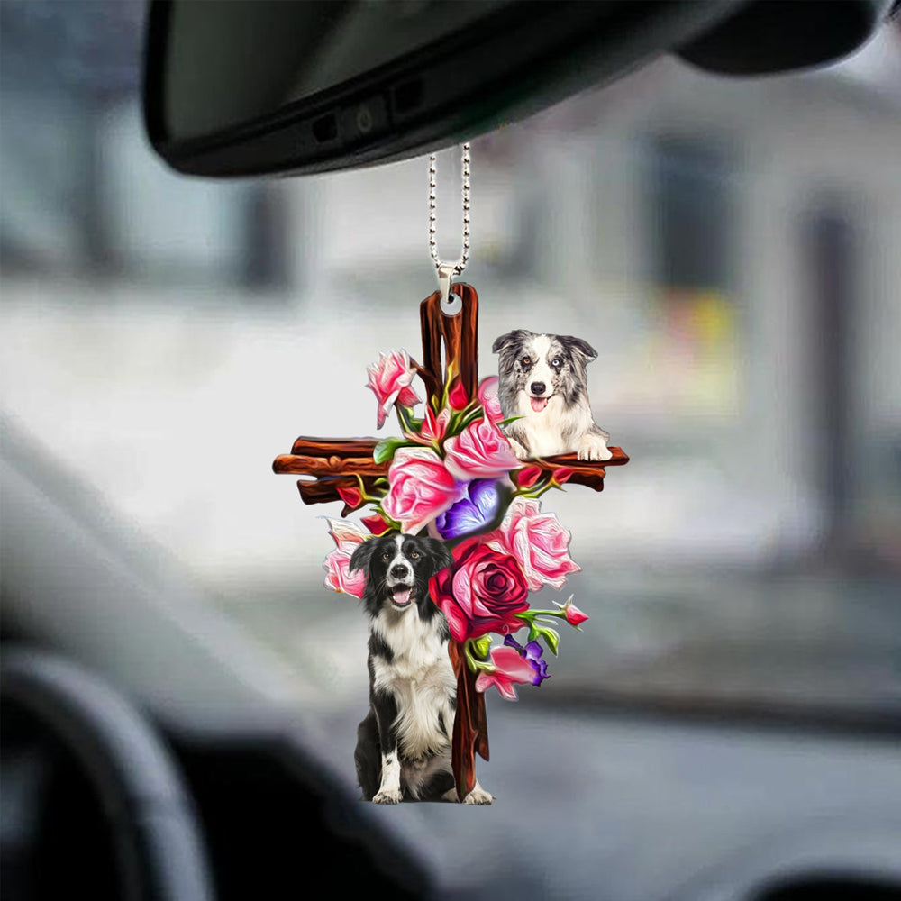 Border Collie Roses and Jesus Ornament Dog - Ornaments For Auto Ornament Gift - Gift For Dog Mom, Dog Lover, Dog Owner