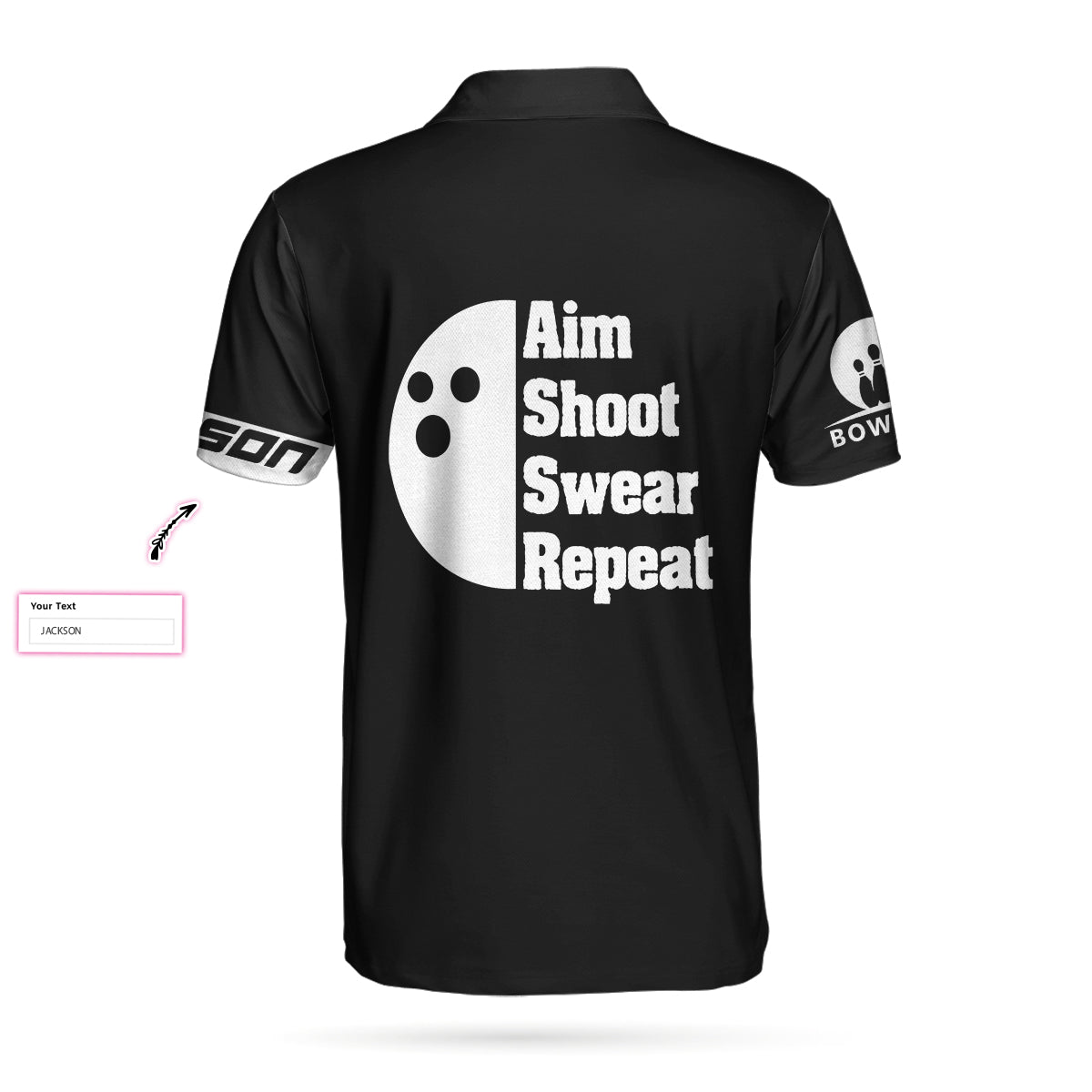 Men Polo Shirt - Bowling Aim Shoot Swear Repeat Custom Polo Shirt, Customized Bowling Shirt For Bowlers, Tenpin Bowling Shirt - Best Polo Shirt For Men