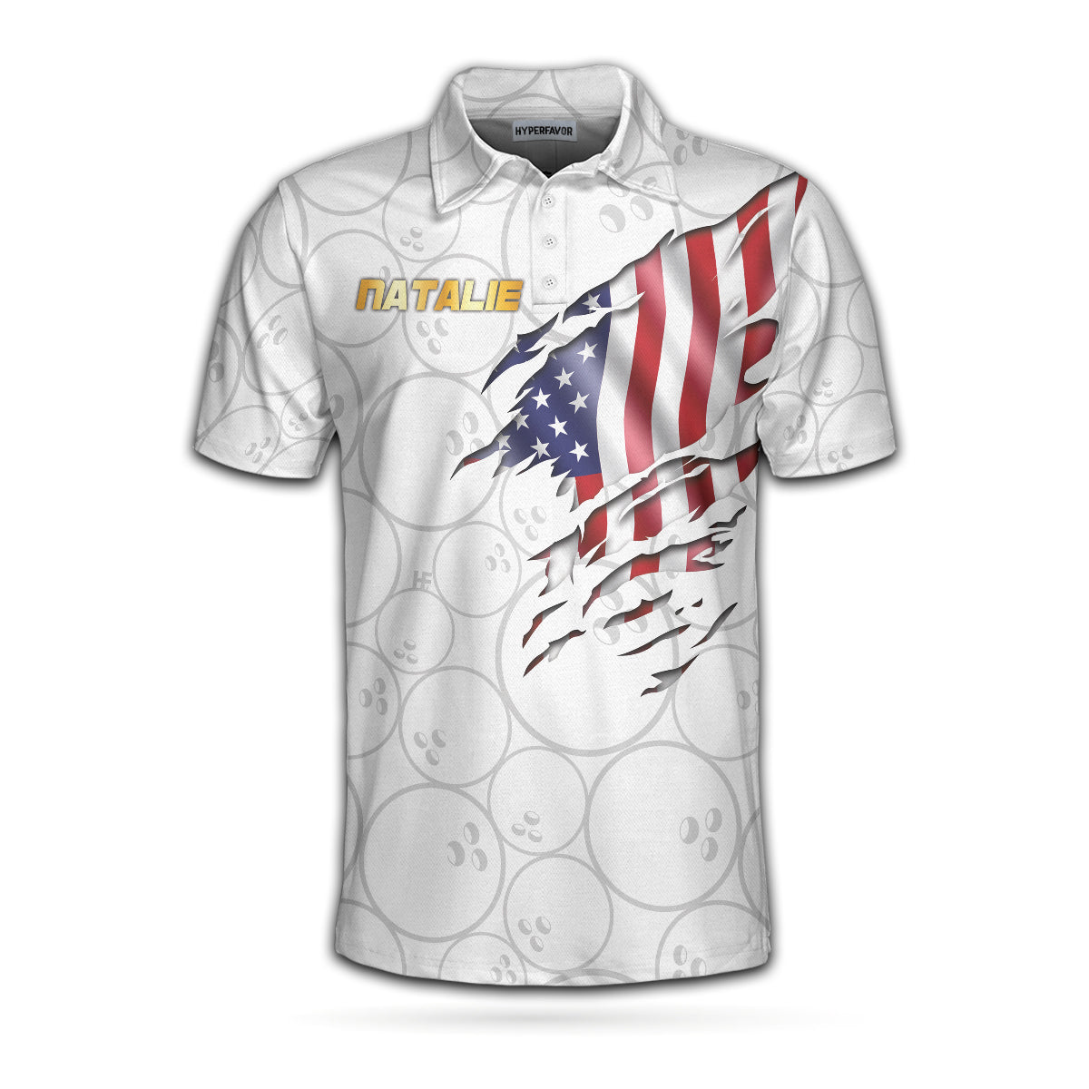 Men Polo Shirt - Bowling American Flag White Background Custom Polo Shirt - Best Polo Shirt For Men