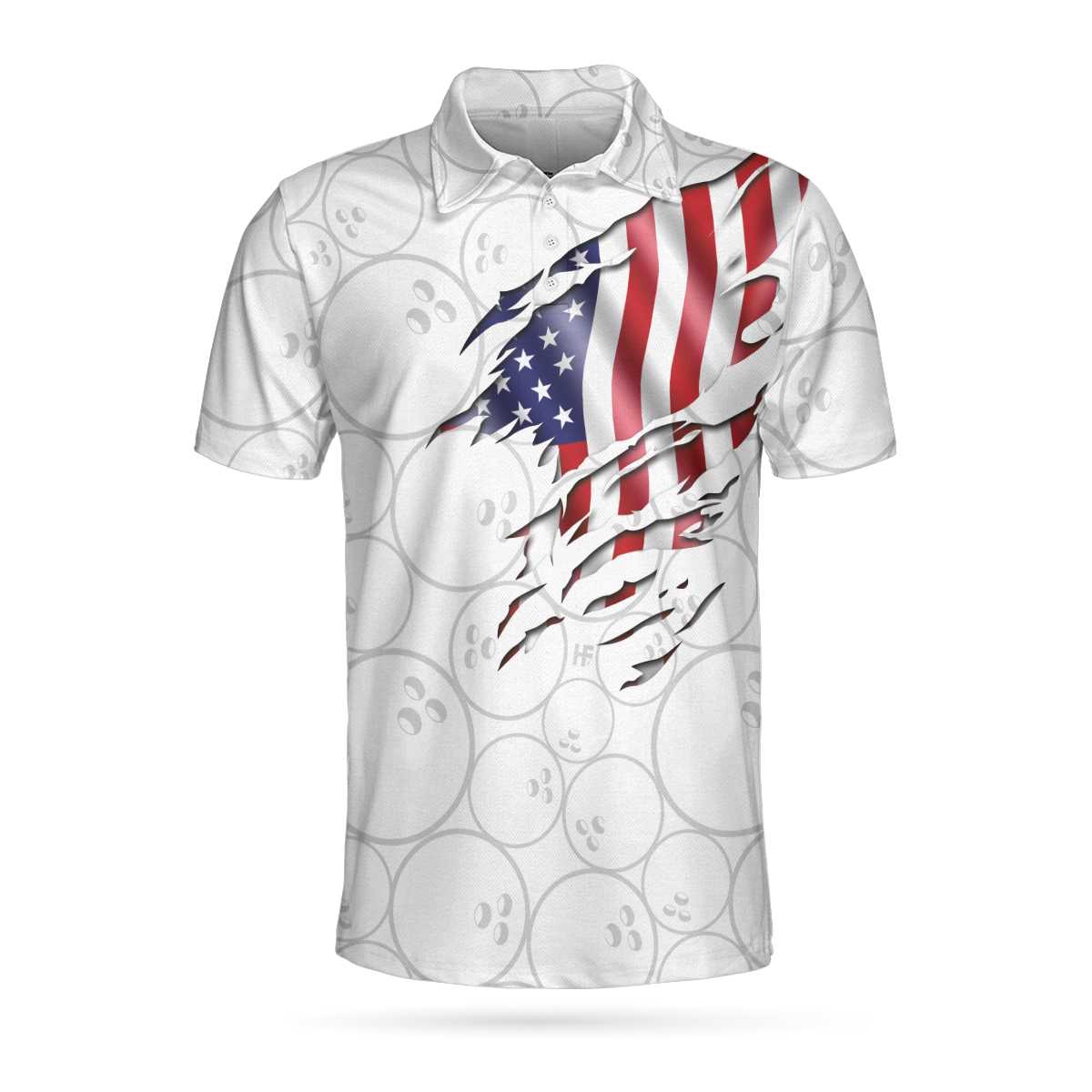 Men Polo Shirt - Bowling American Flag White Background Polo Shirt, American Flag Polo Shirt, Best Bowling Shirt For Men - Best Polo Shirt For Men