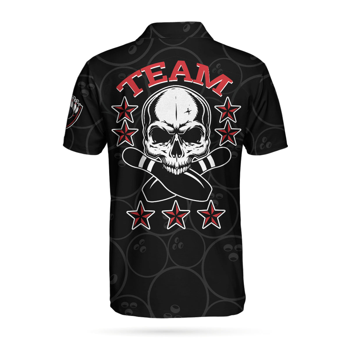 Men Polo Shirt - Bowling And Skull Team Black Short Sleeve Polo Shirt, Skull Polo Shirt, Best Bowling Shirt For Men