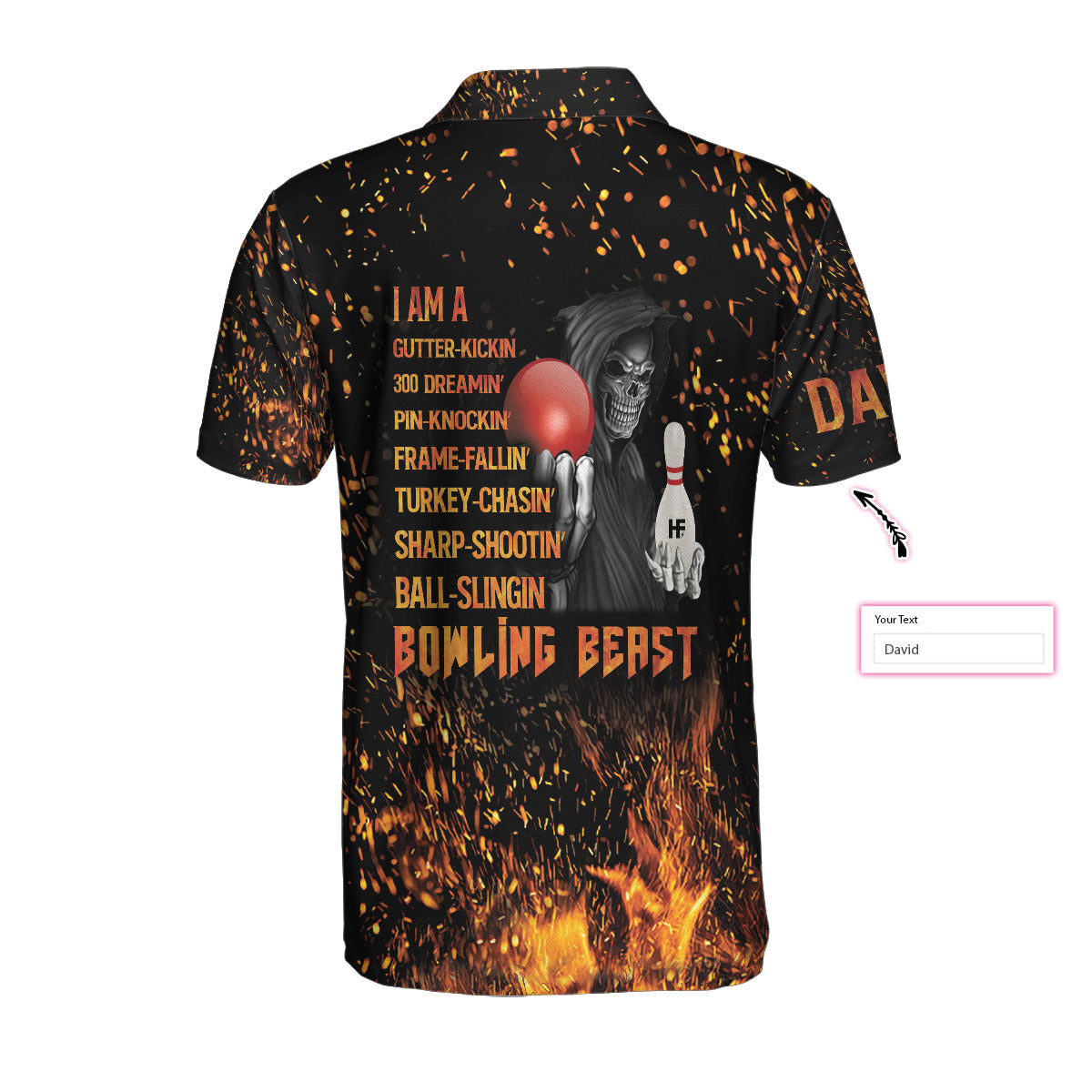 Men Polo Shirt - Bowling Beast Custom Polo Shirt, Flame Pattern Bowling Shirt For Men, Personalized Bowling Gift Idea - Best Polo Shirt For Men