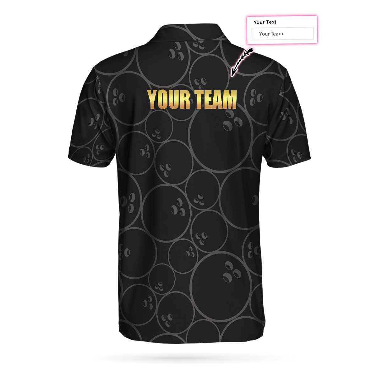 Bowling Custom Men Polo Shirt - Black And Golden Pattern Custom Polo Shirt, Personalized Bowling Polo Shirt - Perfect Gift For Friend, Family, Bowling Lovers