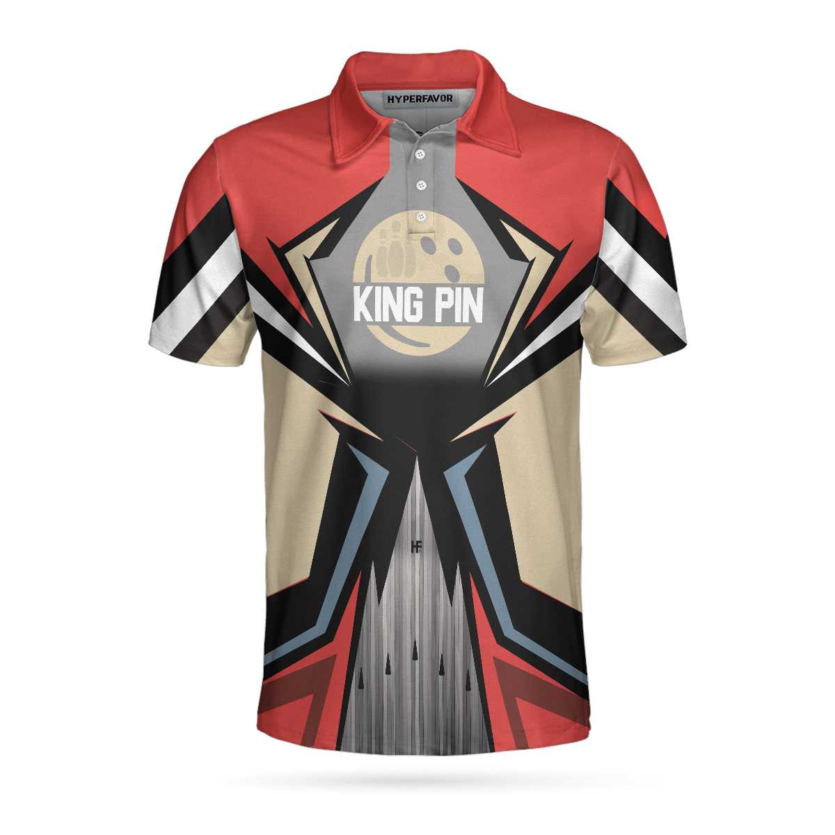 Bowling Custom Men Polo Shirt - Bowling Red King Pin, Colorful Bowling Personalized Polo Shirt - Perfect Gift For Friend, Family, Bowling Lovers