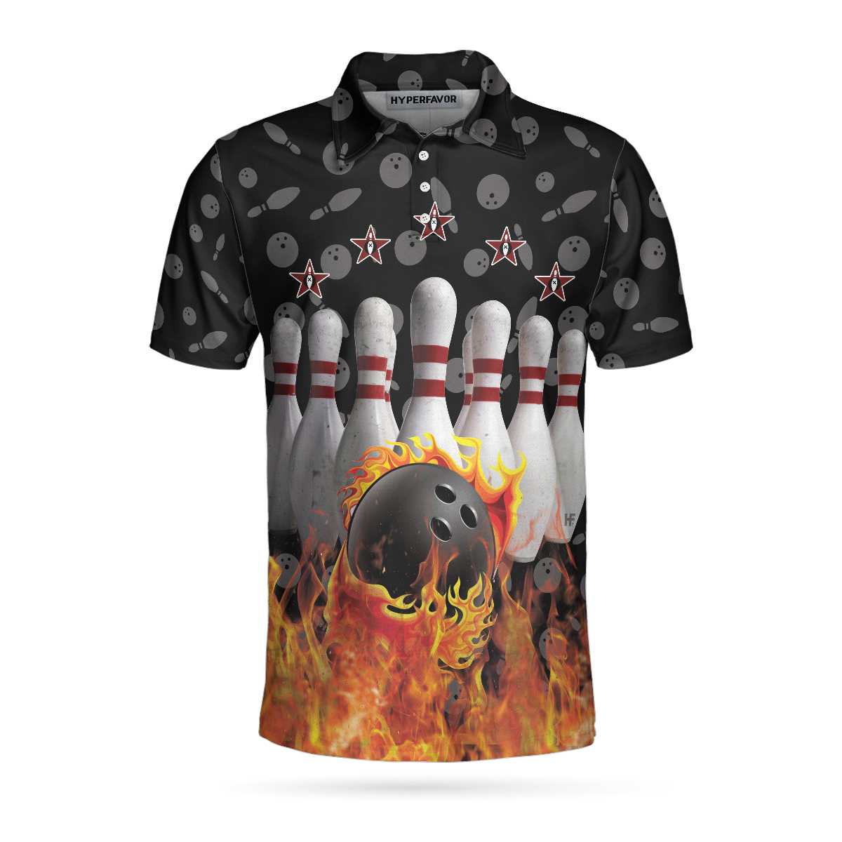 Bowling Custom Men Polo Shirt - Bowling Skull Flame Custom Polo Shirt, Personalized Skull Bowling Polo Shirt - Perfect Gift For Friend, Family, Bowling Lovers