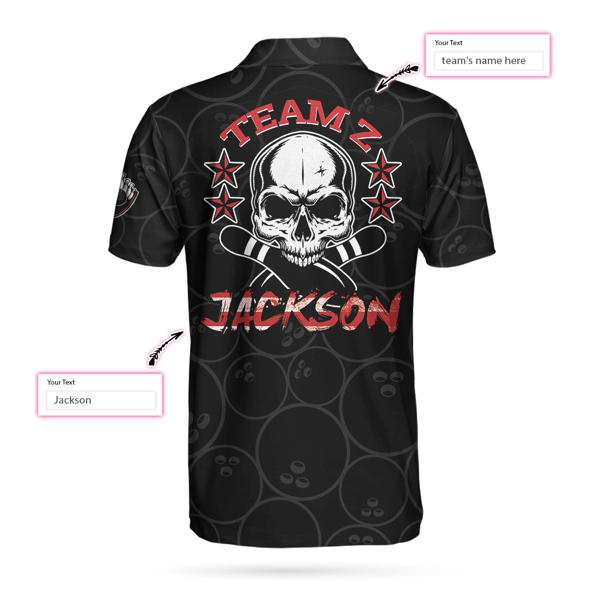 Bowling Custom Men Polo Shirt - Custom Name Skull, Skull American Flag Personalized Bowling Polo Shirt For Men - Perfect Gift For Friend, Family, Bowling Lovers