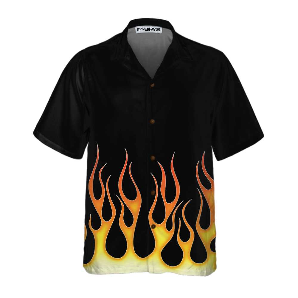 Burning Flame Hawaiian Shirt, Short Sleeve Flame Shirt For Men, Flame Print Shirt, Best Gift For Husband, Wife, Boyfriend, Girlfriend, Friend, Family