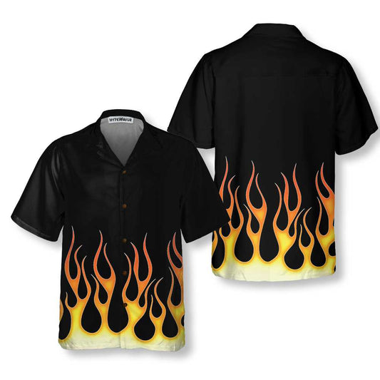 Burning Flame Hawaiian Shirt, Short Sleeve Flame Shirt For Men, Flame Print Shirt, Best Gift For Husband, Wife, Boyfriend, Girlfriend, Friend, Family