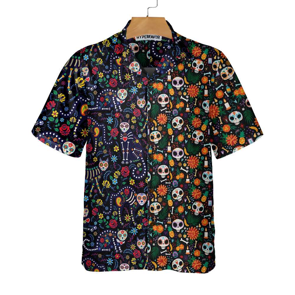 Calavera Cats And Sugar Skulls Dia De Los Muertos Hawaiian Shirt, Best Day Of The Dead Gift, Best Gift For Friend, Family