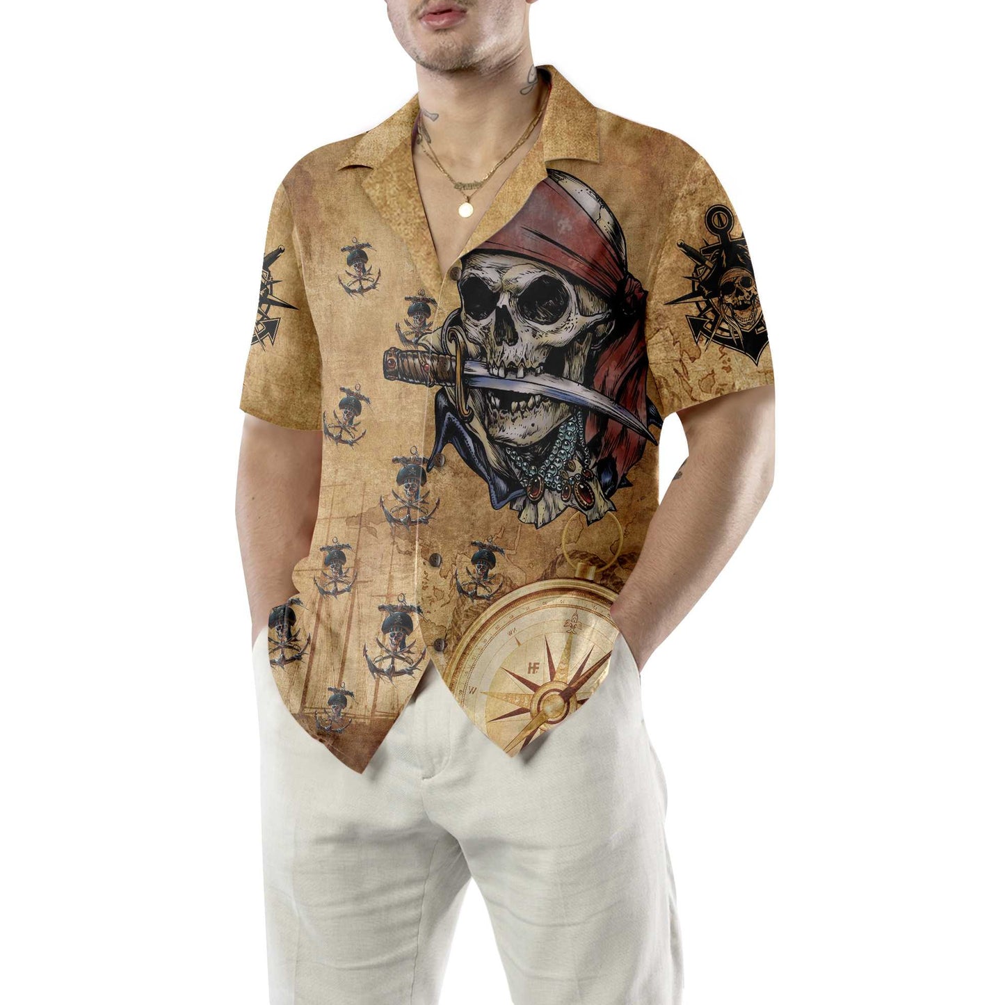 Captain Pirate Hawaiian Shirt, Cool Pirate Shirt For Adults, Pirate Pattern Shirt For Men, Best Gift For Husband, Wife, Boyfriend, Girlfriend, Friend, Family