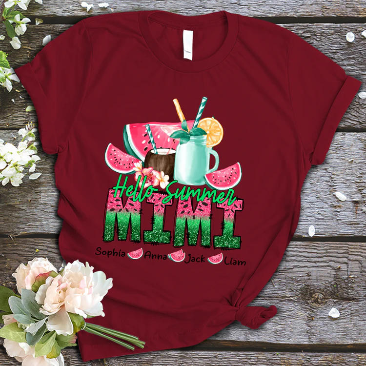 Mimi with Kids Custom Name T-shirt,  Mother's Day Shirt, Summer Mimi And Kids Personalized Shirt - Perfect Gift For Nana, Mimi, Grandma