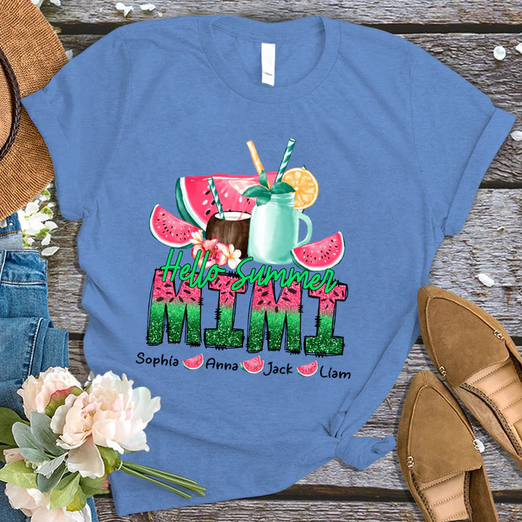 Mimi with Kids Custom Name T-shirt,  Mother's Day Shirt, Summer Mimi And Kids Personalized Shirt - Perfect Gift For Nana, Mimi, Grandma