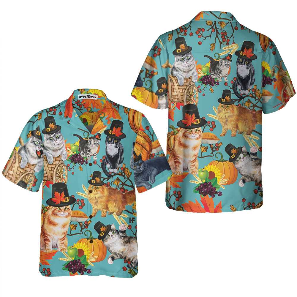 Cats Thanksgiving Hawaiian Shirt, Funny Gift For Thanksgiving Day, Best Gift For Cat Lover, Friend, Family
