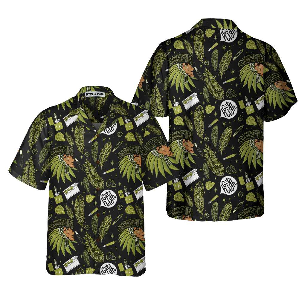 Chiefin Native American Hawaiian Shirt, Green Pattern American Indian Shirt, Best Gift For Husband, Wife, Boyfriend, Girlfriend, Friend, Family