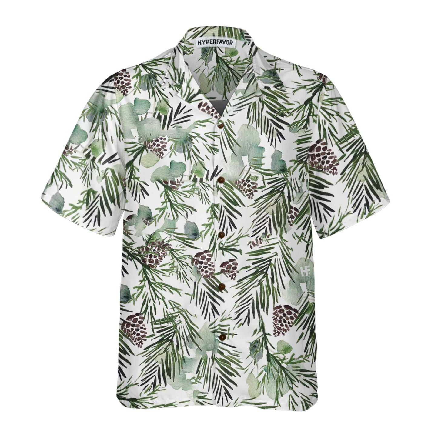 Christmas Aesthetic Watercolor Hawaiian Shirt, Pine Tree Pattern Christmas Shirt, Best Gift For Christmas, Friend, Family
