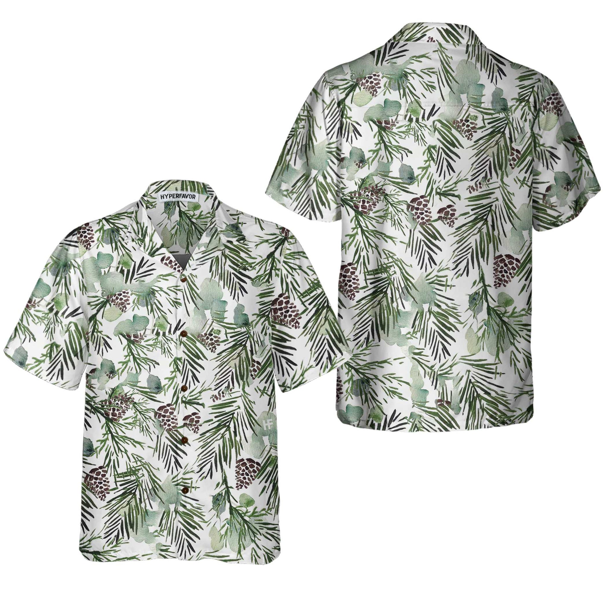 Christmas Aesthetic Watercolor Hawaiian Shirt, Pine Tree Pattern Christmas Shirt, Best Gift For Christmas, Friend, Family