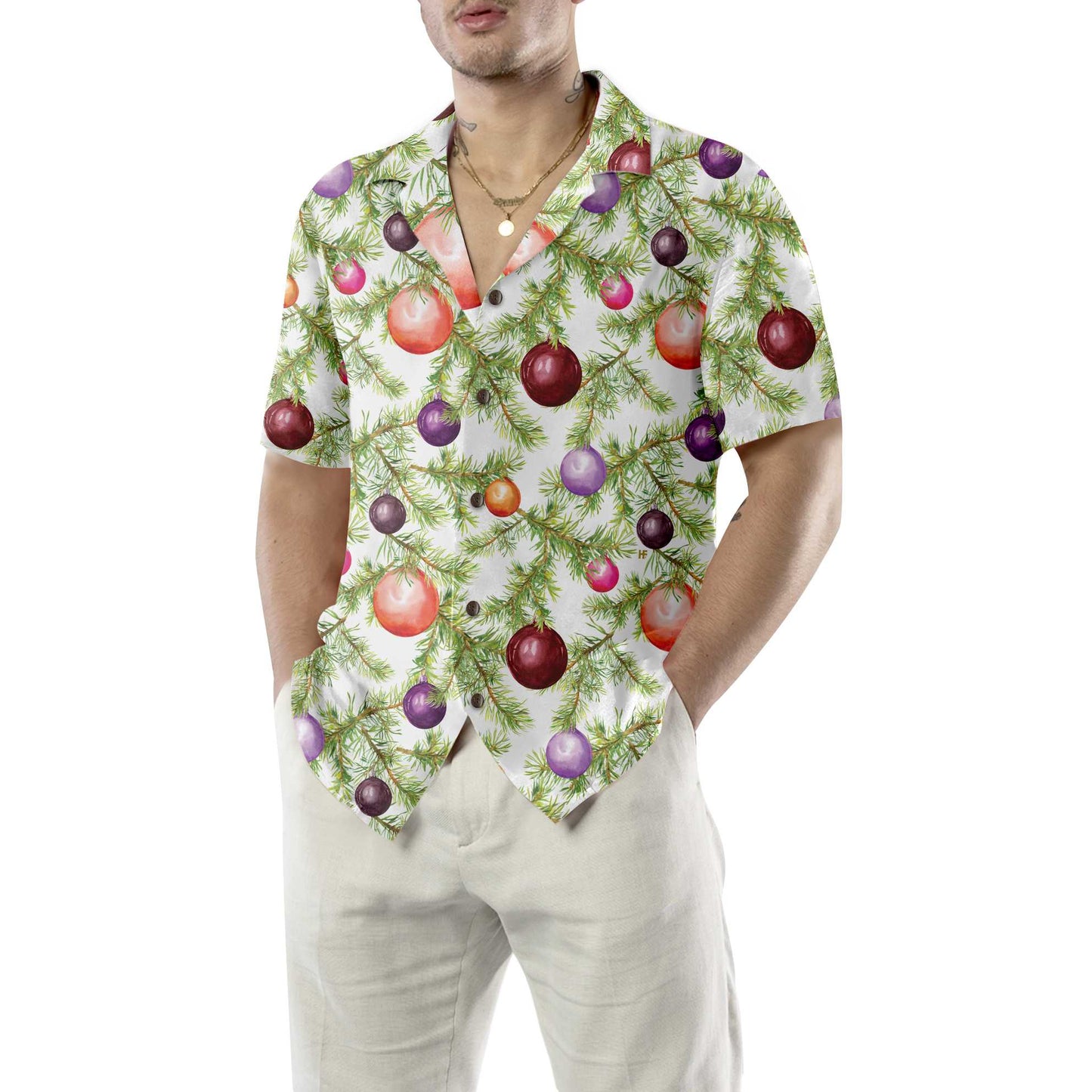 Christmas Baubles And Fir Tree Twigs Hawaiian Shirt, Funny Christmas Tree Shirt, Best Xmas Gift Idea, Best Gift For Christmas, Friend, Family
