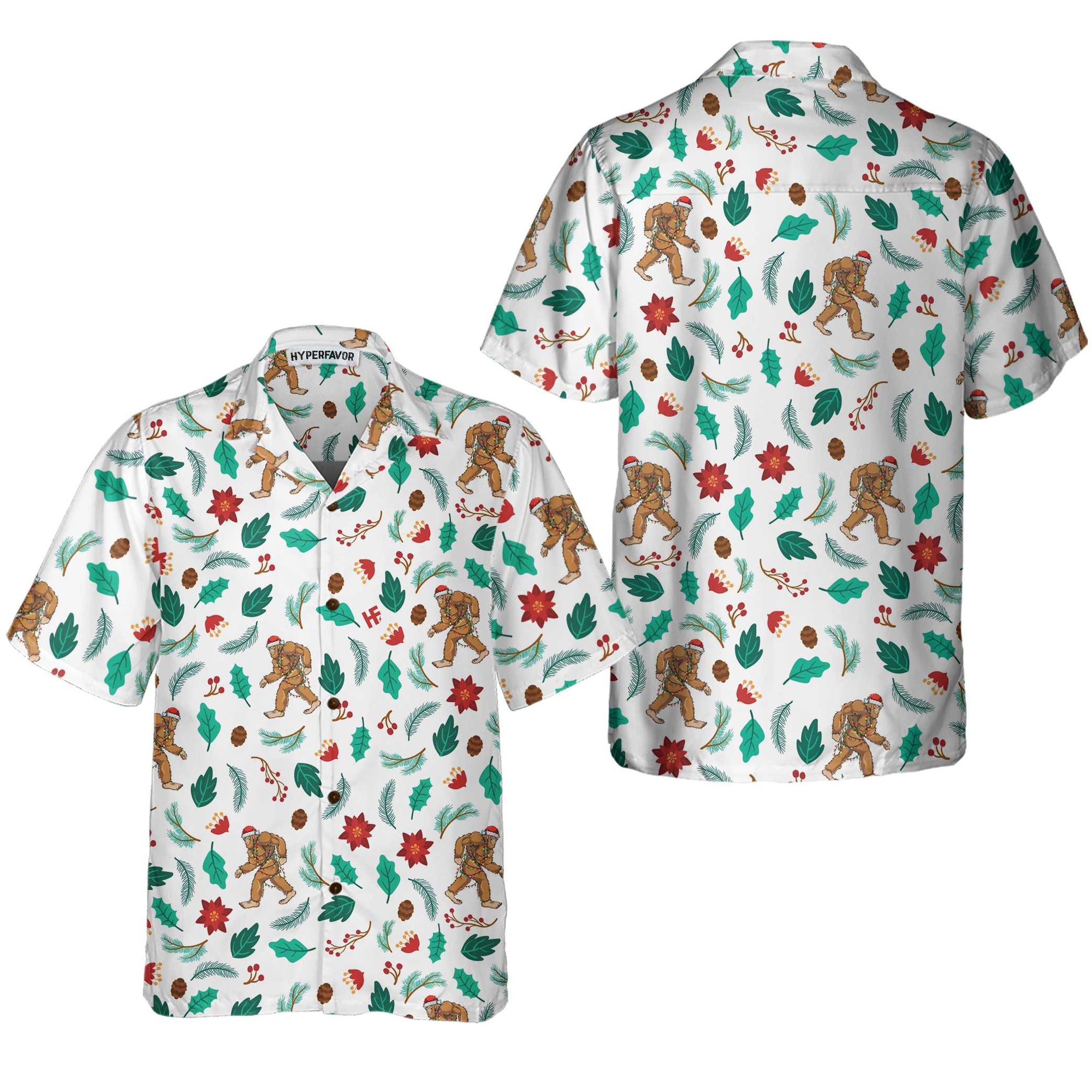 Christmas Bigfoot Sasquatch Pattern Hawaiian Shirt, Funny Christmas Shirt, Best Gift For Christmas, Friend, Family