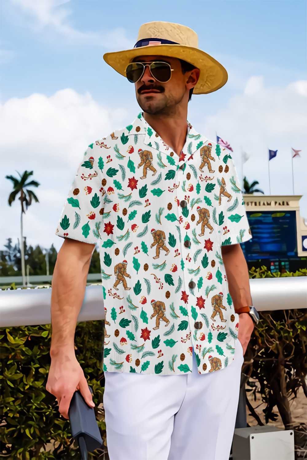 Christmas Bigfoot Sasquatch Pattern Hawaiian Shirt, Funny Christmas Shirt, Best Gift For Christmas, Friend, Family