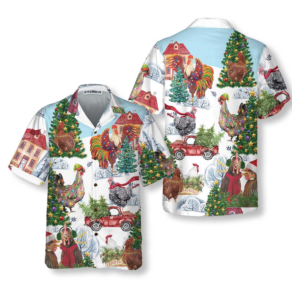 Christmas Chicken Hawaiian Shirt, Funny Chicken Christmas Shirt, Best Gift For Christmas, Friend, Family