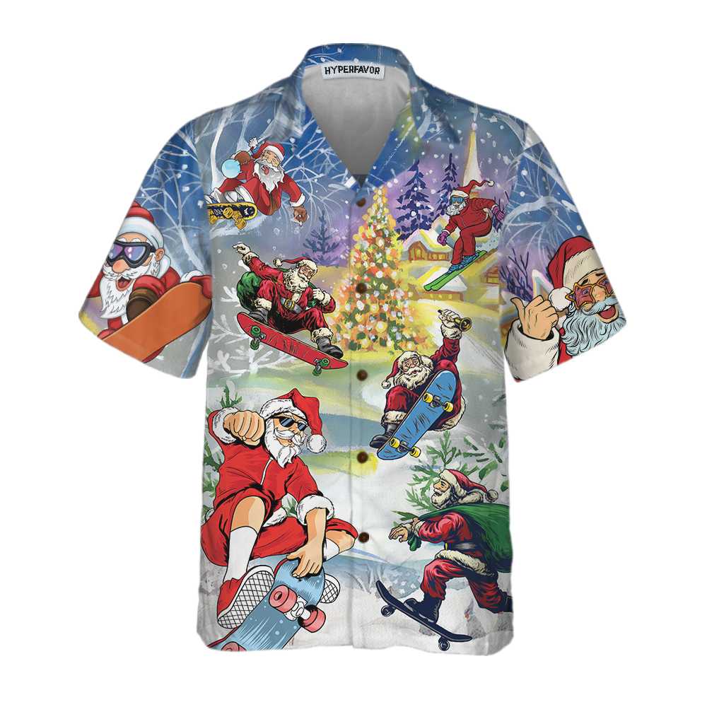 Christmas Come On Skateboard With Santa Hawaiian Shirt, Funny Christmas Santa Claus Shirt, Best Gift For Christmas, Friend, Family