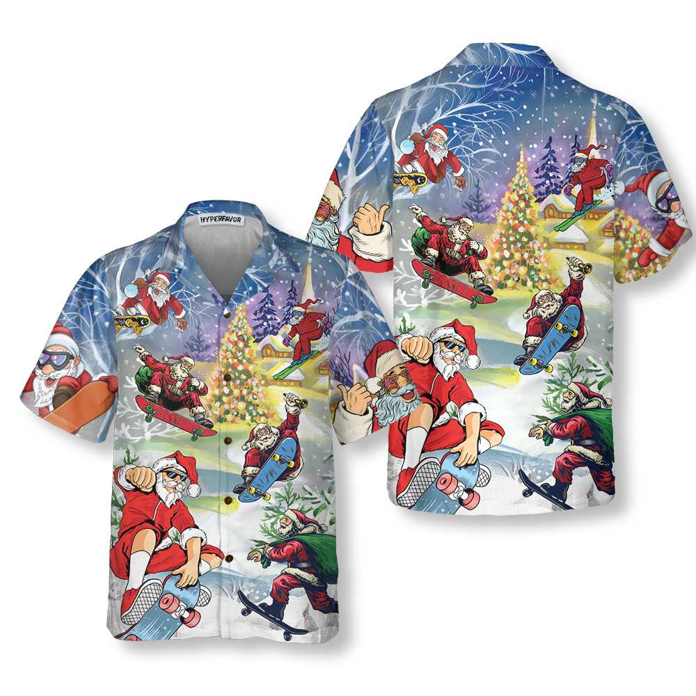 Christmas Come On Skateboard With Santa Hawaiian Shirt, Funny Christmas Santa Claus Shirt, Best Gift For Christmas, Friend, Family
