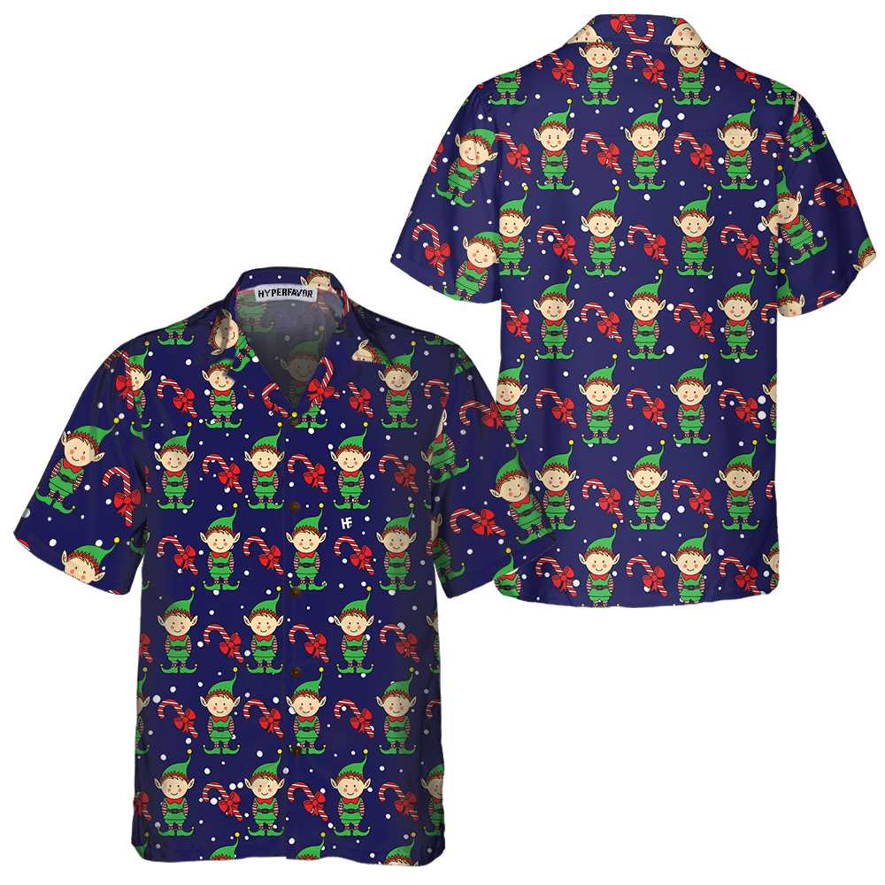 Christmas Elves On Blue Hawaiian Shirt. Elf Christmas Shirt, Best Xmas Gift Idea, Best Christmas Gift For lover, Friend, Family