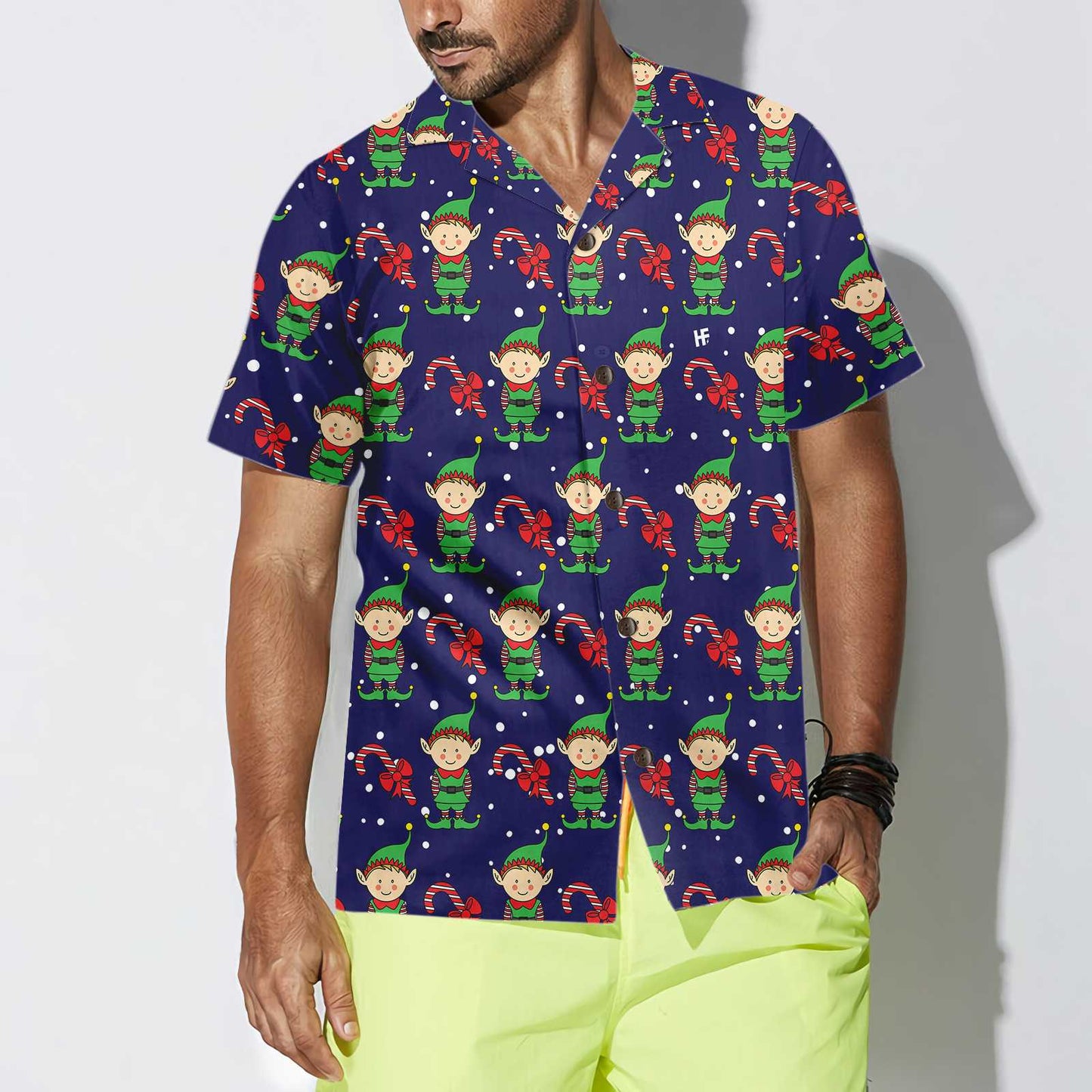 Christmas Elves On Blue Hawaiian Shirt. Elf Christmas Shirt, Best Xmas Gift Idea, Best Christmas Gift For lover, Friend, Family