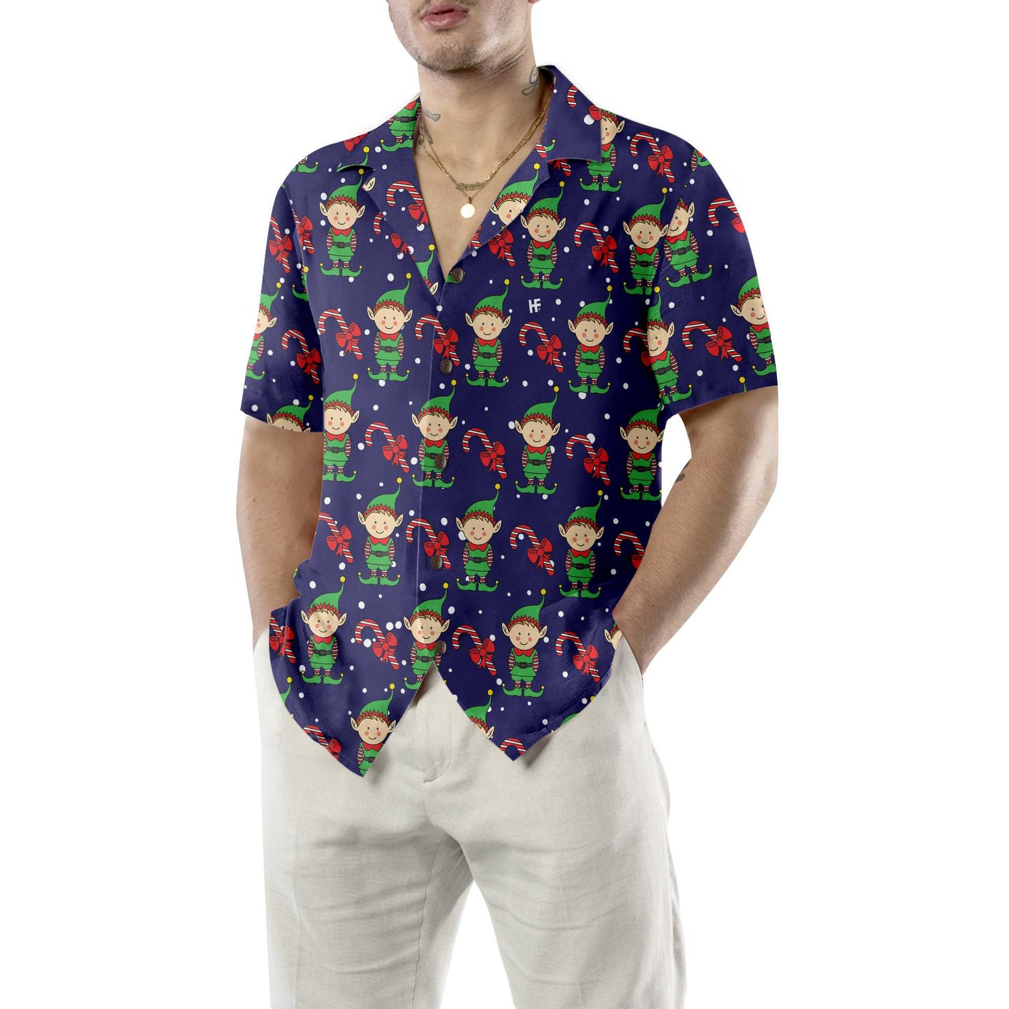 Christmas Elves On Blue Hawaiian Shirt. Elf Christmas Shirt, Best Xmas Gift Idea, Best Christmas Gift For lover, Friend, Family