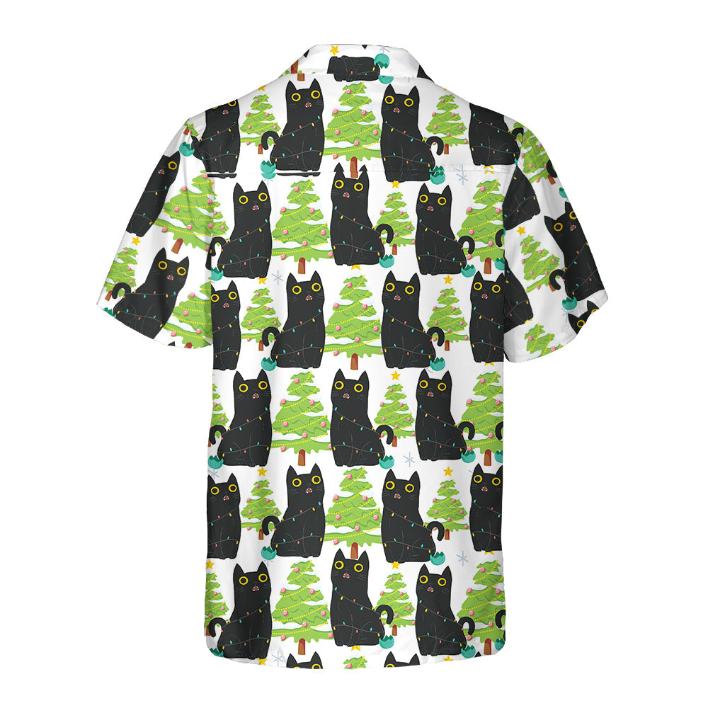 Christmas Funny Black Cat Hawaiian Shirt, Cute Christmas Hawaiian Shirt Gift For Men And Women, Best Christmas Gift For lover, Friend, Family