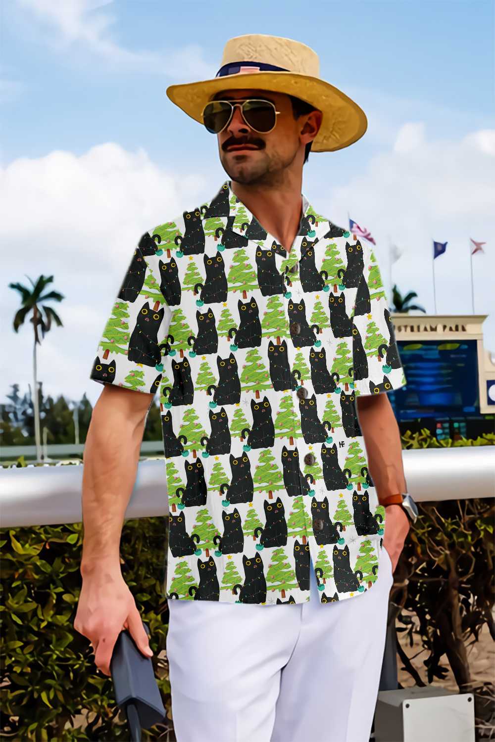 Christmas Funny Black Cat Hawaiian Shirt, Cute Christmas Hawaiian Shirt Gift For Men And Women, Best Christmas Gift For lover, Friend, Family