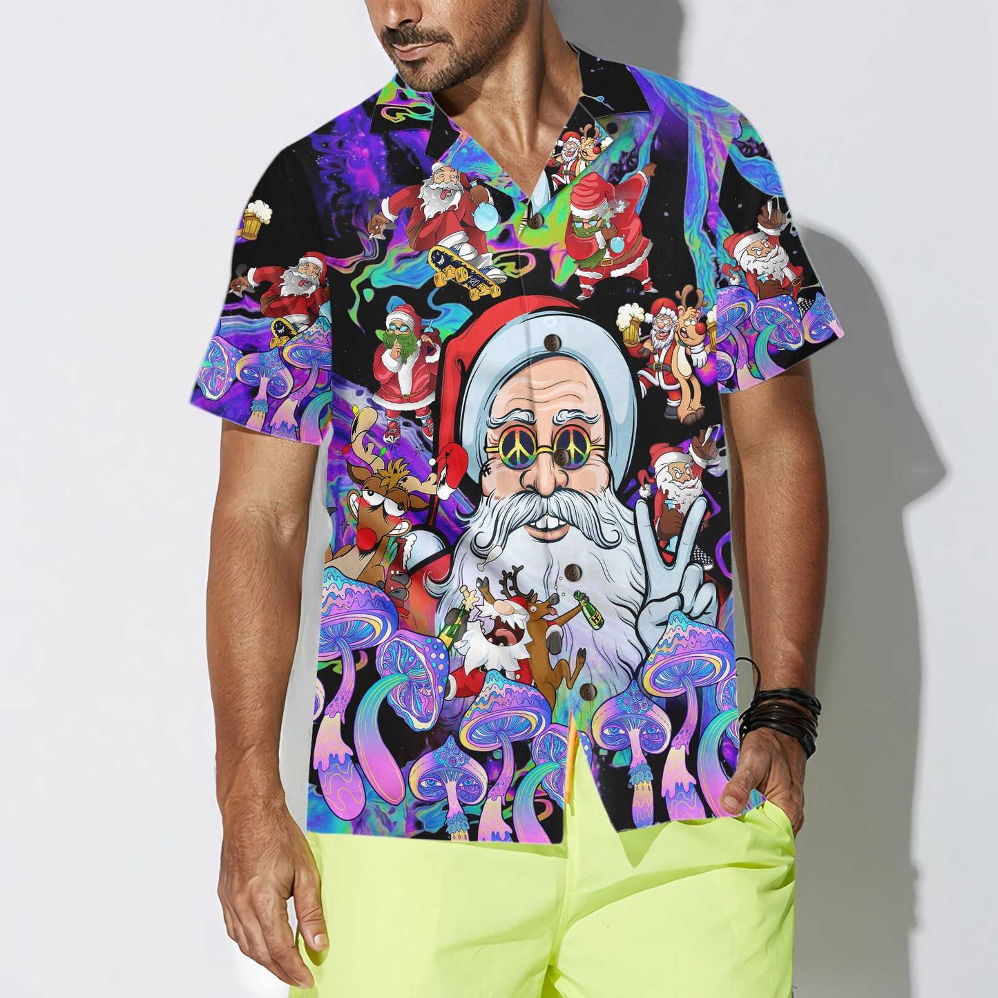Christmas Hippie Santa Claus Hawaiian Shirt, Santa Christmas Shirt, Best Gift For Christmas, Best Christmas Gift For lover, Friend, Family