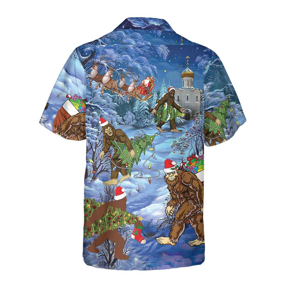 Christmas Holiday Bigfoot Hawaiian Shirt, Sasquatch Christmas Vacation Shirt, Best Christmas Gift For lover, Friend, Family