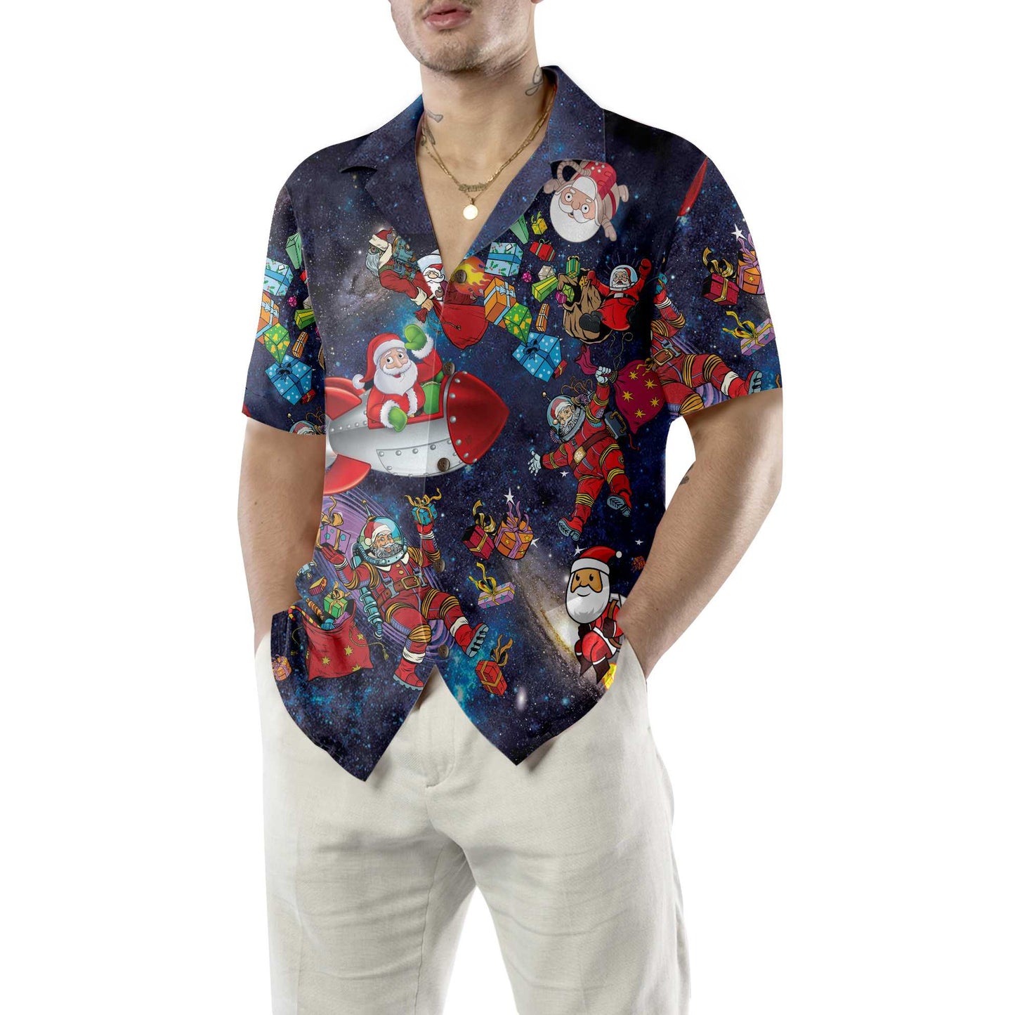 Christmas In The Space Hawaiian Shirt, Funny Christmas Shirt, Best Christmas Gift For lover, Friend, Family