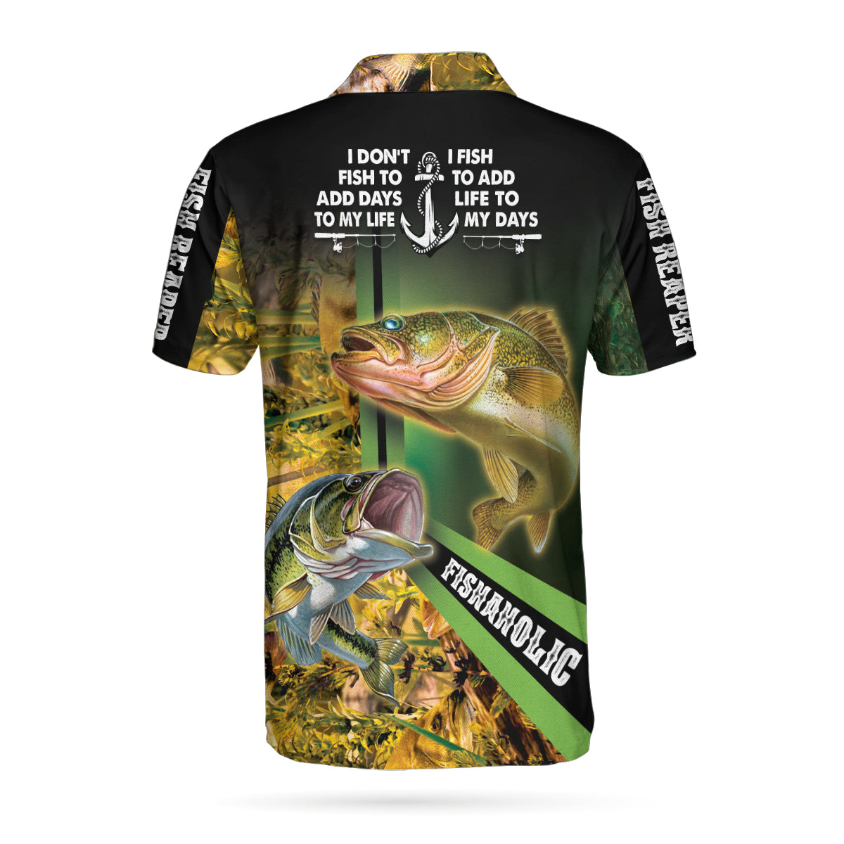Camo Fishaholic Custom Polo Shirt, Personalized Fishing Polo Shirt For Men I Don't Fish To Add Days To My Life Shirt