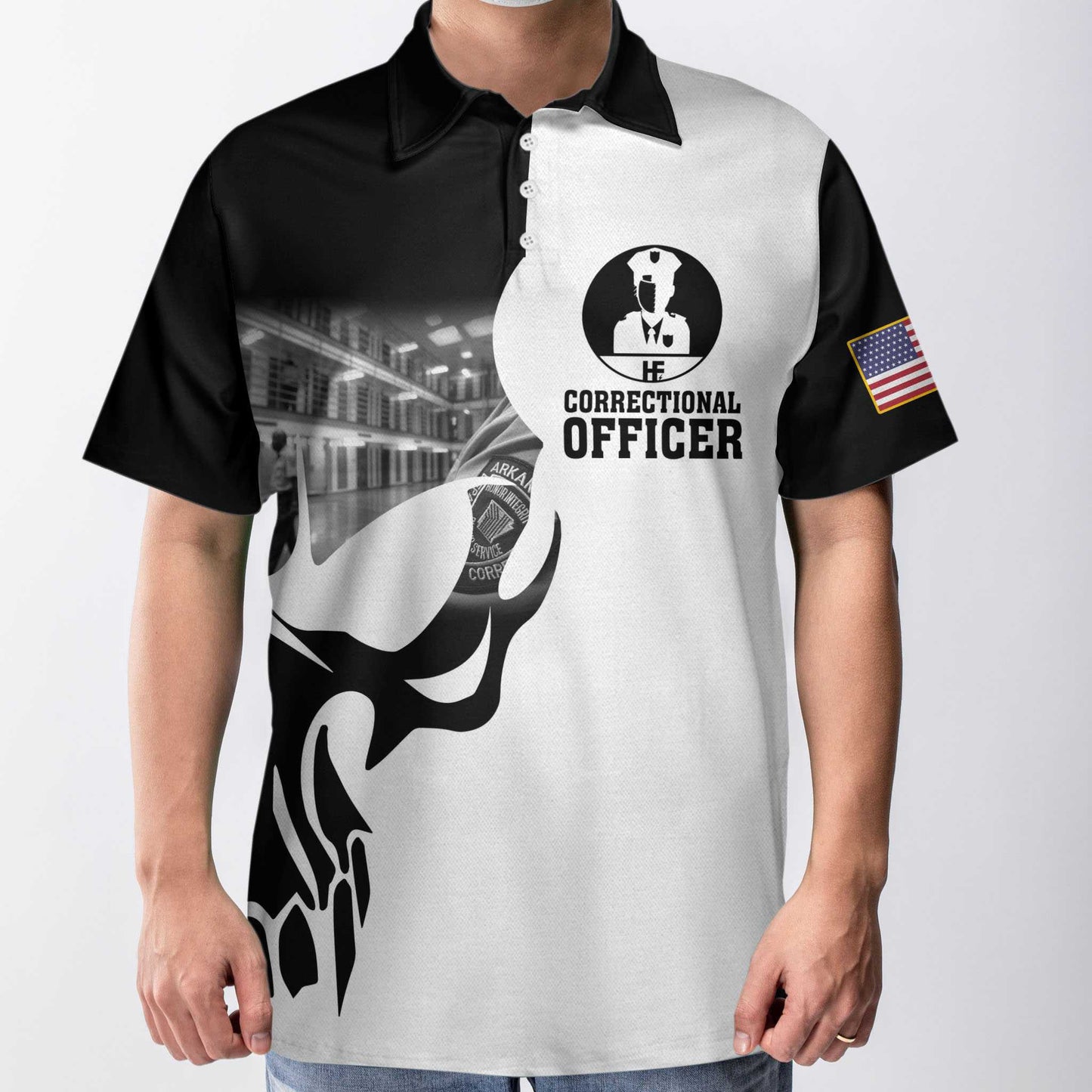 Correctional Officer Proud Skull Short Sleeve Polo Shirt, If You Think You Can Do My Job Shirt, Officer Shirt For Men