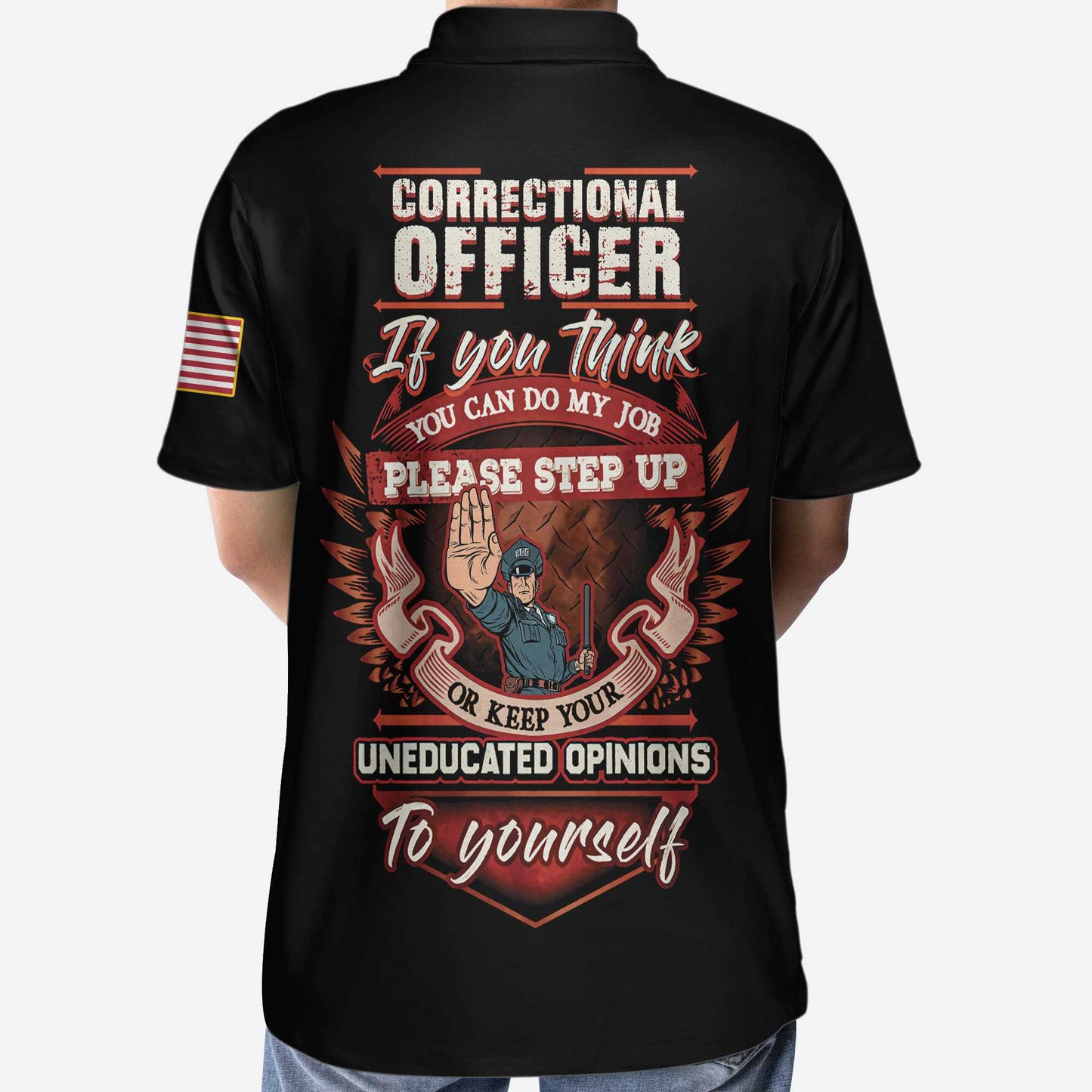 Correctional Officer Proud Skull Short Sleeve Polo Shirt, If You Think You Can Do My Job Shirt, Officer Shirt For Men