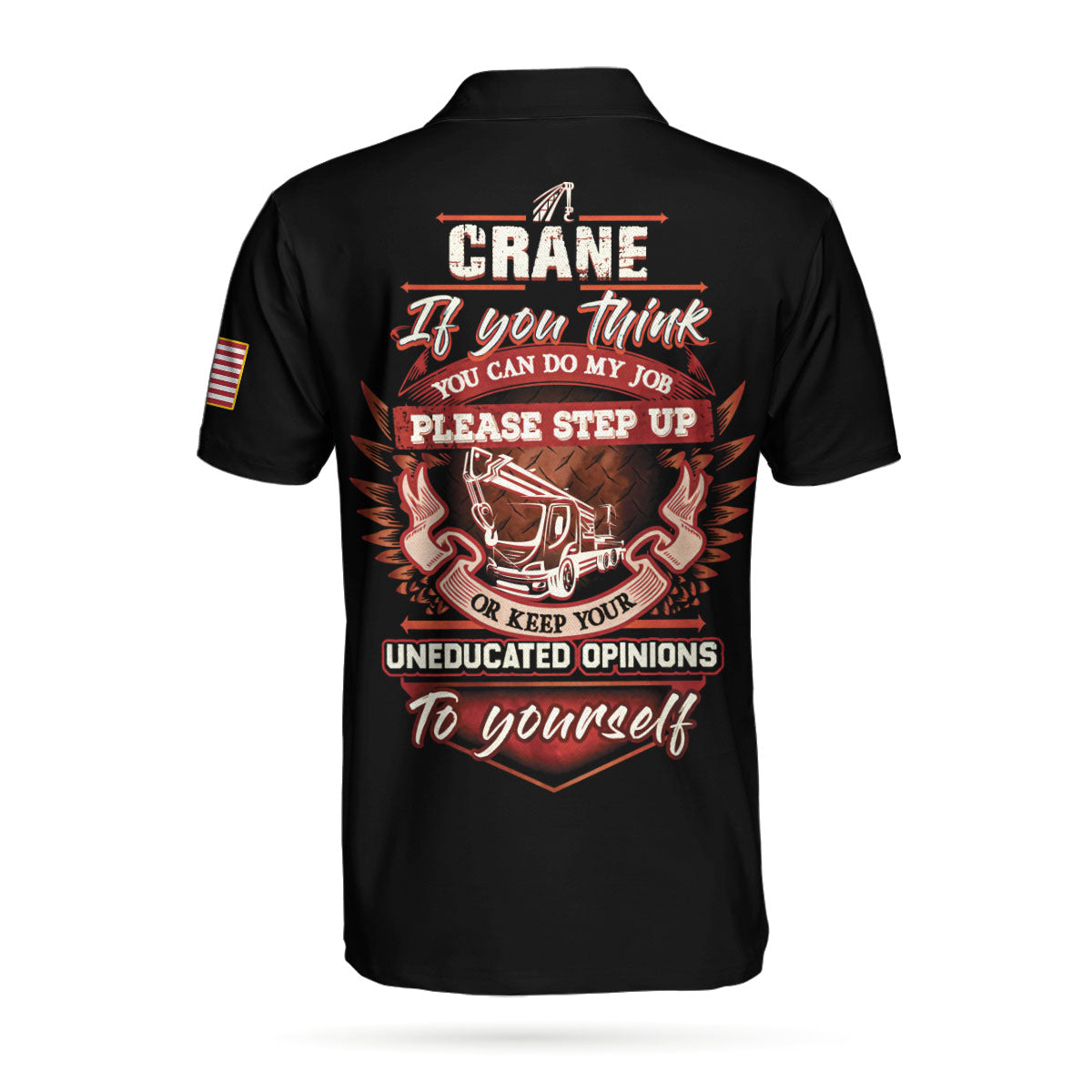 Crane Operator Proud Skull Black And White Polo Shirt, If You Think You Can Do My Job Crane Operator Shirt For Men