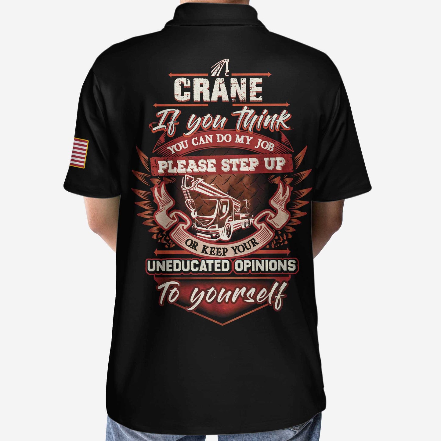 Crane Operator Proud Skull Black And White Polo Shirt, If You Think You Can Do My Job Crane Operator Shirt For Men