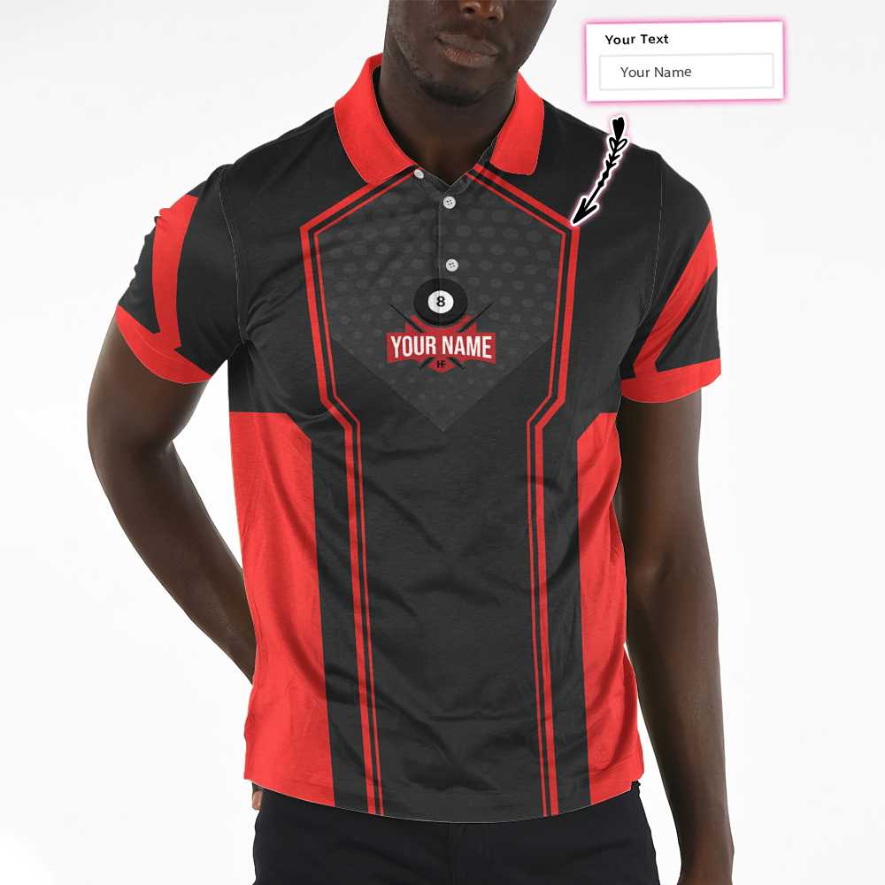 Personalized Billiards In Red Custom Polo Shirt, Personalized Billiards Shirt For Men, Best Gift For Men, Gift For Billiards Lovers