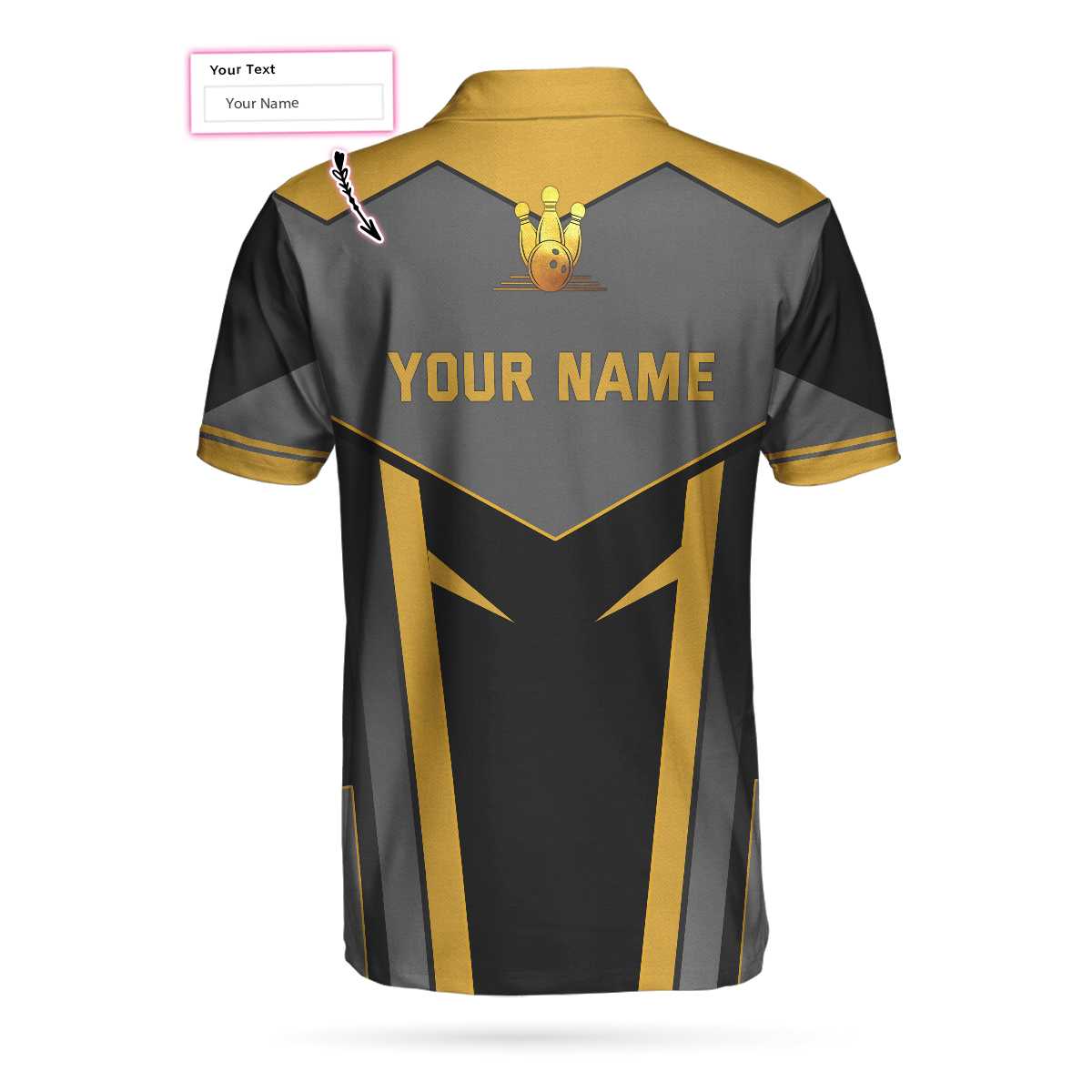 Custom Team Name Golden Bowling Custom Polo Shirt, Personalized Bowling Shirt With Name, Custom Bowling Gift