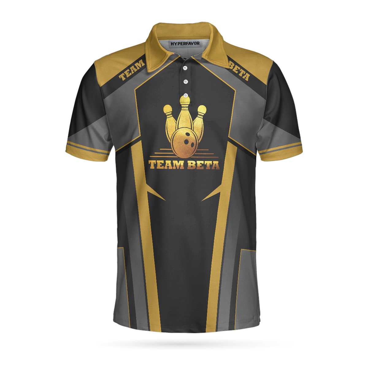 Custom Team Name Golden Bowling Custom Polo Shirt, Personalized Bowling Shirt With Name, Custom Bowling Gift